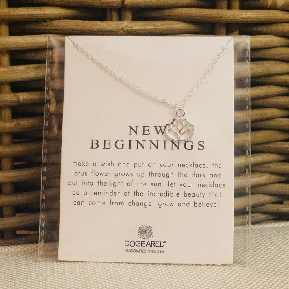 Dogeared Lotus Flower Silver Necklace New